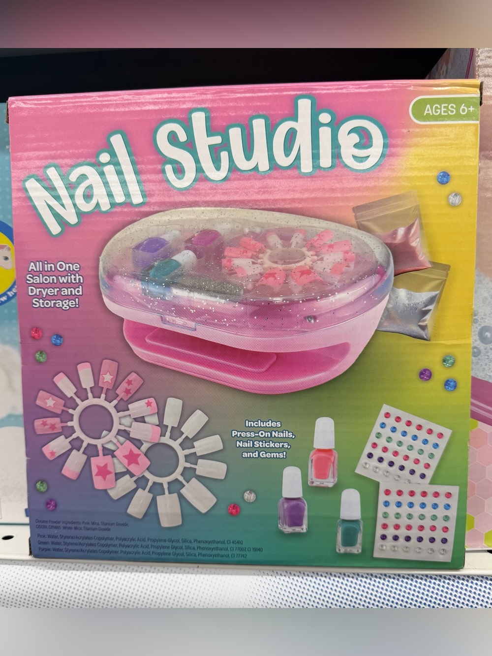 Nails at Play Pink Glitter Nail Studio Toy Set with Teal & Purple Accents